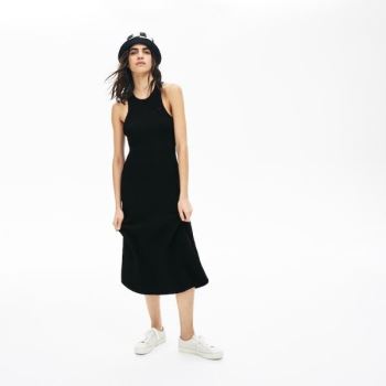 Lacoste LIVE Ribbed-Knit Long Tank Dress - Šaty Dámské Černé | CZ-aQ3gDC